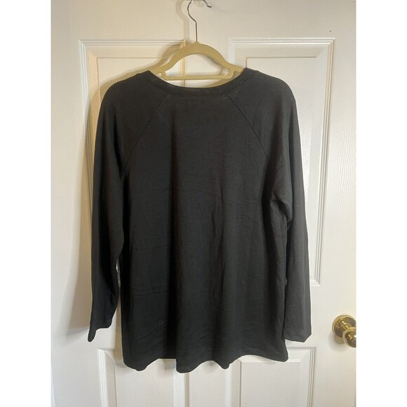 DG2 Diane Gilman Black With Rhinestone Accent Long Sleeve Top Size Large NWT - Picture 8 of 11